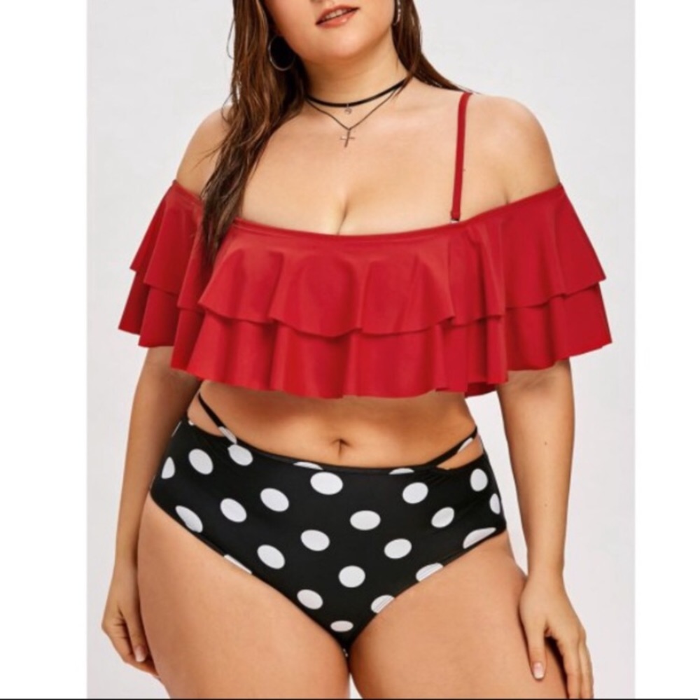 Ruffle High Waist Plus Size Bikini *LIQUIDATION*